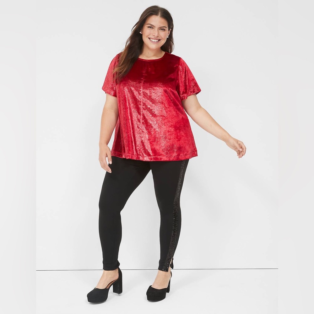 Lane Bryant Lurex Boatneck Swing Top Size 22